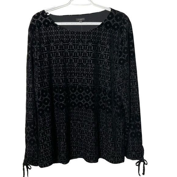 Talbots Black Scoop Neck Long Sleeve Bell Sleeve Blouse - Picture 1 of 8